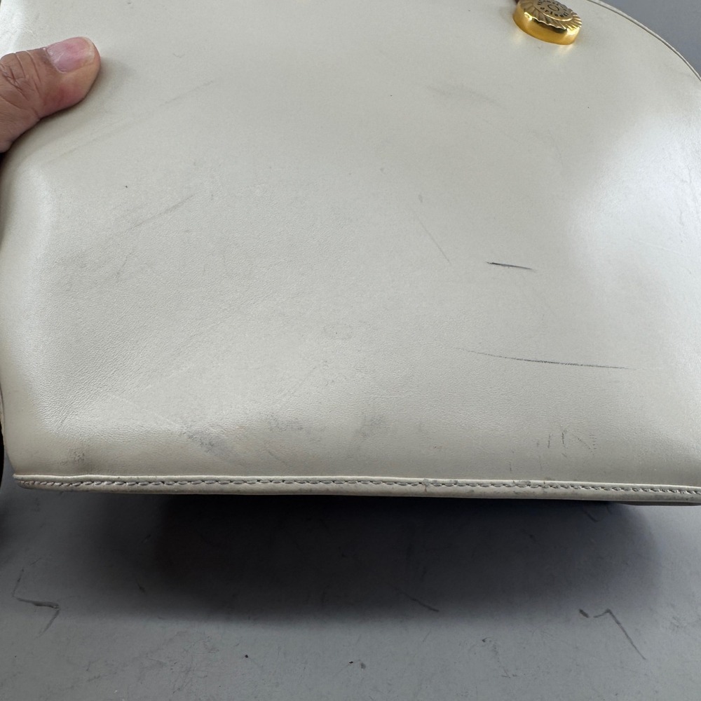 Valentino Orlandi Womens Top Handle Bag Cream Leather Tassel Made in Italy 7095 - Picture 14 of 15
